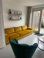 Oker gele 4-zits bank velours Van Roon, Huis en Inrichting, Ophalen of Verzenden, Gebruikt