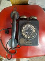 Antieke wandtelefoon metaal/bakeliet, Ophalen of Verzenden