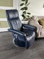 Nette Design Elektrische Relaxfauteuil Strassle Blauw Leer, Minder dan 75 cm, Leer, Zo goed als nieuw, 50 tot 75 cm