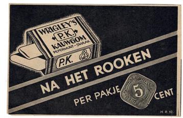 2 WRIGLEY's P.K. KAUWGOM 5ct  Per Pakje Advertenties 1937 beschikbaar voor biedingen