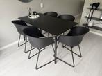 Eethoek set – IKEA LISABO tafel + 5x Hugo kuipstoelen zwart, Ophalen, 200 cm of meer, 50 tot 100 cm, Zo goed als nieuw