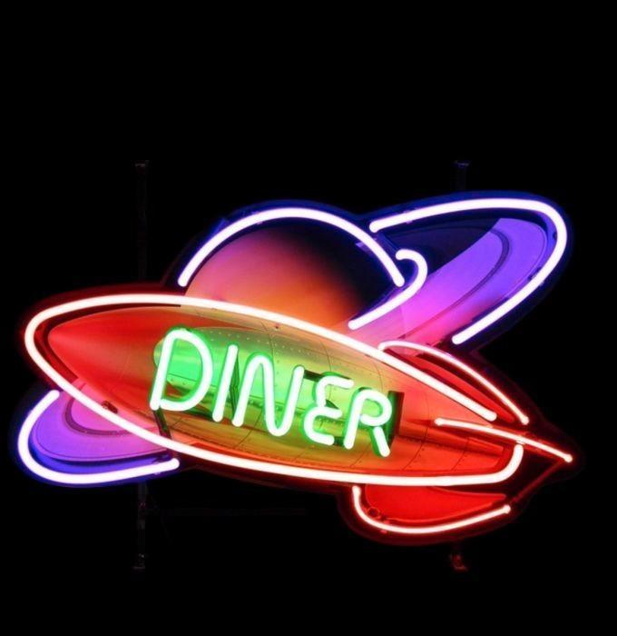 Rocket Diner neon en veel andere USA decoratie reclame neons, Verzamelen, Merken en Reclamevoorwerpen, Nieuw, Lichtbak of (neon) lamp