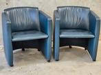 2x leolux Clubfauteuil saga op wieltjes in nette staat, Ophalen, Gebruikt, 50 tot 75 cm, Leer