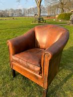 Vintage schapenleren club fauteuil, Ophalen, Zo goed als nieuw, 75 tot 100 cm, 50 tot 75 cm