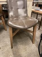 4 bruin leren eetkamerstoelen, Huis en Inrichting, Stoelen, Ophalen, Bruin, ., Zo goed als nieuw