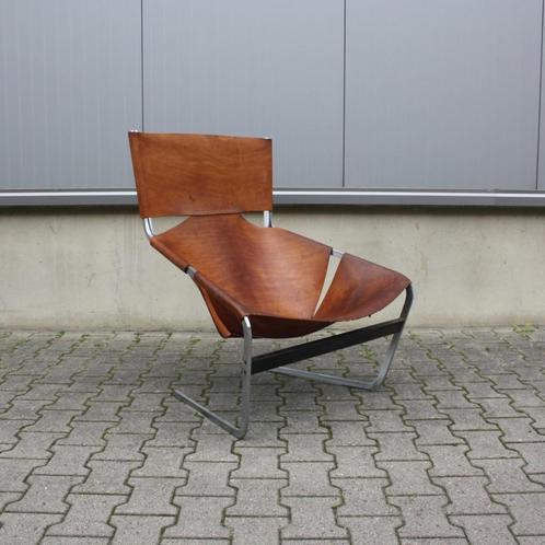 F444 Lounge Chair | Pierre Paulin | Artifort | Origineel, Huis en Inrichting, Fauteuils, Gebruikt, Leer, Metaal, 75 tot 100 cm