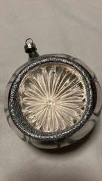Vintage antieke kerstbal, deukbal groot zilver, Ophalen of Verzenden
