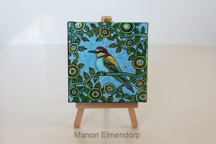 Uniek Handgeschilderd Schilderijtje incl Ezeltje Bijeneter, Antiek en Kunst, Kunst | Schilderijen | Modern, Ophalen of Verzenden