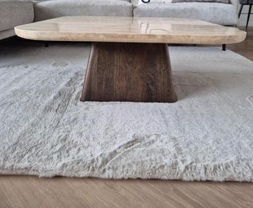 Eleonora salontafel 80x80cm "Travetin + mangohout" beschikbaar voor biedingen
