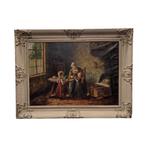 Olieverf moeder met kinderen J. Braun, midden 20e eeuw, Ophalen