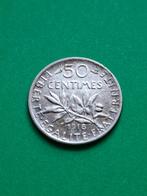 1918 Frankrijk 50 centimes in zilver zaaister, Verzenden, Frankrijk, Losse munt, Zilver