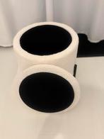 Witte Poef met Opbergruimte & Gouden Poten, Ophalen, Minder dan 50 cm, Rond, Nieuw