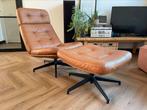HAVBERG fauteuil en voetenbank, Ophalen, Gebruikt, Leer