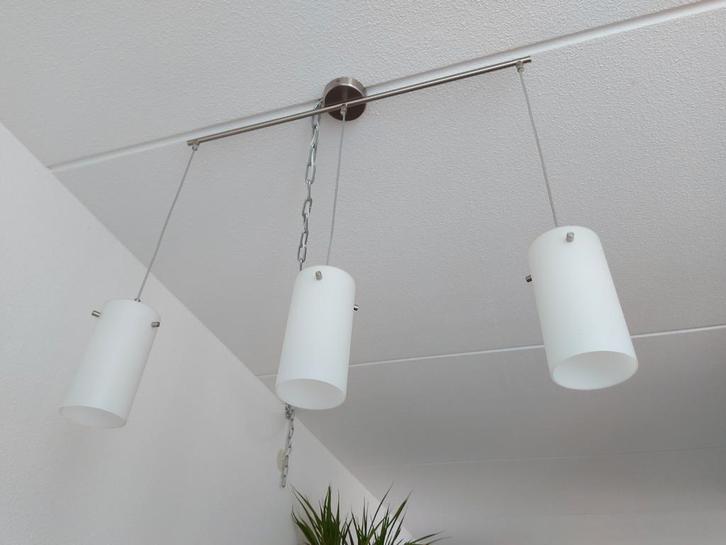 (Eetkamer) plafondlamp, Huis en Inrichting, Lampen | Plafondlampen, Gebruikt, Glas, Metaal, Ophalen of Verzenden