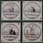 Nr Z436: 4 Staphorst tegels, Antiek en Kunst, Antiek | Wandborden en Tegels, Ophalen of Verzenden