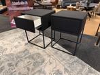 Nachtkastjes Zwart/Metaal 2x €139,- Direct/leverbaar E-7126, Ophalen, Metaal of Aluminium, Nieuw, 55 tot 70 cm