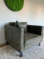 Stijlvolle groen lederen 1,5-zits love-seat van Het Anker, Ophalen, Zo goed als nieuw, 75 tot 100 cm, Modern