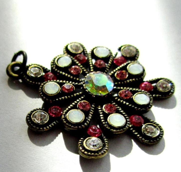 Prachtige oude hanger flonkerende Aurora Borealis, Sieraden, Tassen en Uiterlijk, Kettinghangers, Zo goed als nieuw, Overige materialen