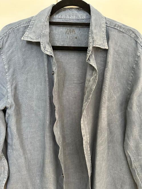 Leuk blauw linnen overhemd Zara heren small medium s m, Kleding | Heren, Overhemden, Gedragen, Halswijdte 39/40 (M), Blauw, Verzenden