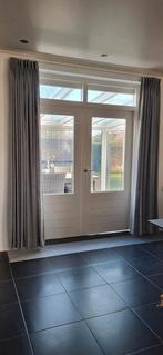 2 antracietkleurige overgordijnen, Huis en Inrichting, Ophalen of Verzenden, Zo goed als nieuw, 200 cm of meer, 200 cm of meer