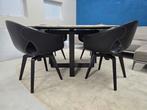 Poltrona Frau Bolero design eettafel + 4x Ginger stoel, Ophalen of Verzenden, Zo goed als nieuw, 4 tot 6 stoelen