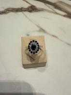 14k Witgouden Ring met Saffier & Diamant, 19 tot 20, Nieuw, Ophalen of Verzenden, Goudpunt