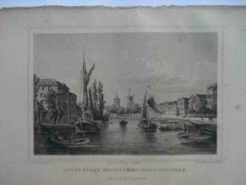 062 / Schiedam / Oud en Nieuw Mathenesse Staalgravure 1860 beschikbaar voor biedingen