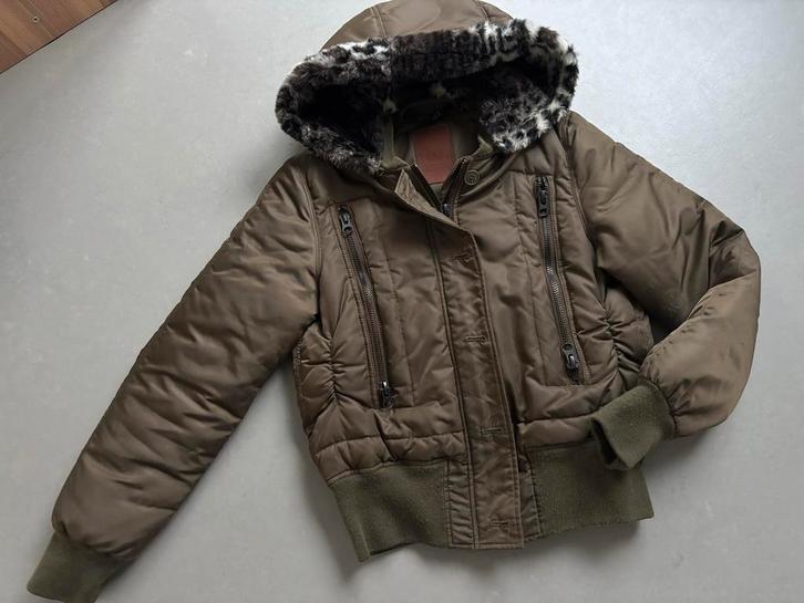 Air Force Bomberjack Olijfgroen M Bontrand winterjas, Kleding | Dames, Jassen | Winter, Gedragen, Maat 38/40 (M), Groen, Ophalen of Verzenden