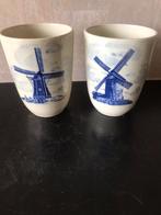 twee bekers Delfts Blauw met molen van Zeddam en Harreveld, Ophalen of Verzenden