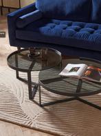 Design salontafel set | modern zwart glas | merk MADE, Huis en Inrichting, Tafels | Salontafels, Ophalen, Rond, Zo goed als nieuw