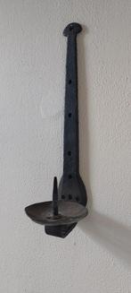 Ijzer kaarshouder muurornament stoer sober landelijk, Ophalen of Verzenden, Zwart, Metaal, 25 tot 50 cm