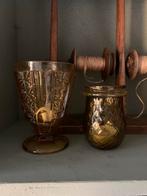 Antiek amberkleurig glaswerk. Fairy light “Bikkel”, Antiek en Kunst, Antiek | Glas en Kristal, Ophalen of Verzenden