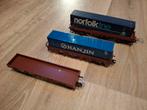 Marklïn HO lageboord wagons met containers, Hobby en Vrije tijd, Wisselstroom, Wagon, Ophalen of Verzenden, Zo goed als nieuw
