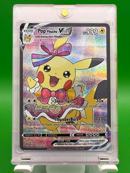 Pop Pikachu 053/055 Holo VCOS Speciale Kaart, Hobby en Vrije tijd, Verzamelkaartspellen | Pokémon, Zo goed als nieuw, Losse kaart