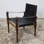 Vintage jaren 70 safari chair, stoel 'By land & by sea', Ophalen, Minder dan 75 cm, Hout, Nvt