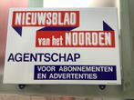 Emaille bord NIEUWSBLAD VAN HET NOORDEN AGENTSCHAP LANGCAT, Ophalen of Verzenden, Zo goed als nieuw, Reclamebord