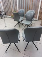 6 Grijze Eetkamerstoelen - Gebruikt, Huis en Inrichting, Stoelen, Gebruikt, Ophalen of Verzenden, Metaal, Vijf, Zes of meer stoelen