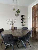 Eettafel met stoelen, Huis en Inrichting, Tafels | Eettafels, Ophalen, Rond, Zo goed als nieuw, 100 tot 150 cm