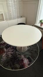Kantinetafel rond blad wit diameter 120cm, chromen kolompoot, Huis en Inrichting, Tafels | Eettafels, Ophalen, Rond, Zo goed als nieuw