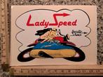 Vintage sticker Lady Speed naakte dame op motor, Ophalen of Verzenden, Zo goed als nieuw