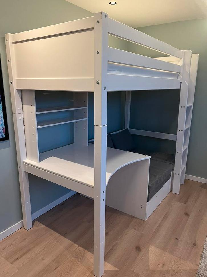 Supermooie Jip hoogslaper met bedbank en bureau., Kinderen en Baby's, Kinderkamer | Stapelbedden en Hoogslapers, Zo goed als nieuw