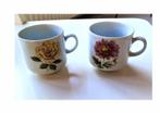 2 vintage porselein bavaria kopjes gele roos/madeliefje, Antiek en Kunst, Antiek | Servies los, Ophalen of Verzenden