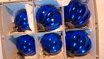 6 zware glazen kobaltblauw kerstballen, Diversen, Kerst, Ophalen of Verzenden, Zo goed als nieuw