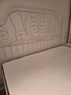 Metalen tweepersoons bed wit, Ophalen, Wit, Tweepersoons, 140 cm