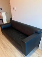karaktervolle zwarte leren bank B), Gebruikt, 90 cm, Zwart, Tweepersoons