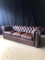 Nette Engelse Chesterfield in doorleefd rundleder, Huis en Inrichting, Fauteuils, Ophalen, Gebruikt, Engels / Chesterfield / Klassiek