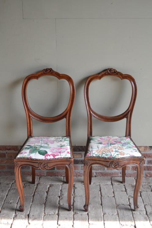 Prachtige set van 2 antieke gespiegelde Art Deco stoelen, Antiek en Kunst, Antiek | Meubels | Stoelen en Banken, Verzenden