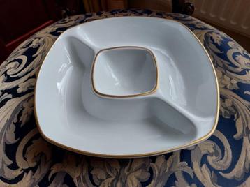 CRUDITÉ SCHAAL "White & Gold" RoyalWorcester Oven Porselein  beschikbaar voor biedingen