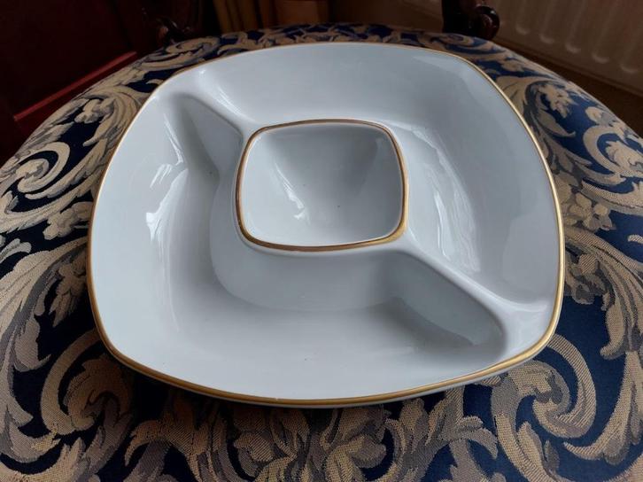CRUDITÉ SCHAAL "White & Gold" RoyalWorcester Oven Porselein, Huis en Inrichting, Keuken | Servies, Nieuw, Schaal of Schalen, Overige stijlen