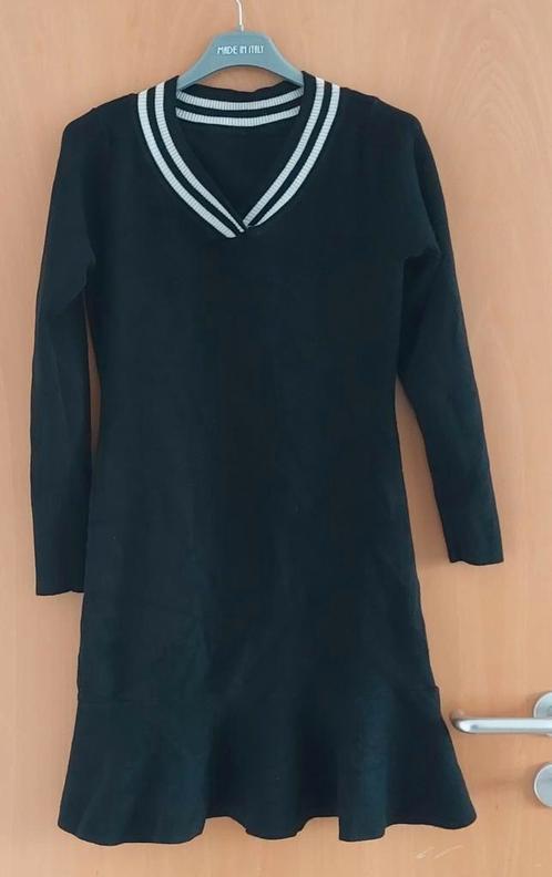 Zwarte jurk | Zwart Wit | Dikke stof | Stretch | Maat S, Kleding | Dames, Jurken, Zo goed als nieuw, Zwart, Boven de knie, Ophalen of Verzenden